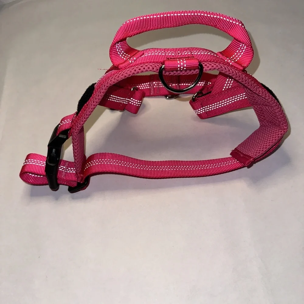 Dog Harness No Pull Pet Adjustable Breathable Outdoor Pink Medium